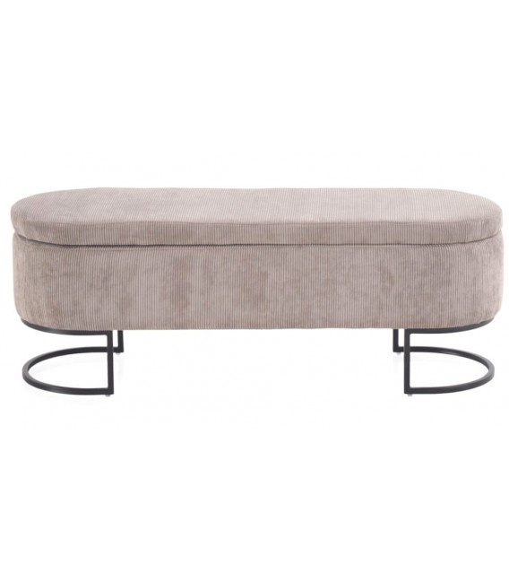 BANCO PIE DE CAMA 128 X 42 JENTRIA TELA GRIS METAL NEGRO