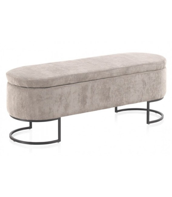 BANCO PIE DE CAMA 128 X 42 JENTRIA TELA GRIS METAL NEGRO