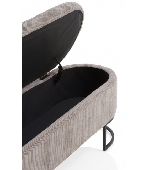 BANCO PIE DE CAMA 128 X 42 JENTRIA TELA GRIS METAL NEGRO