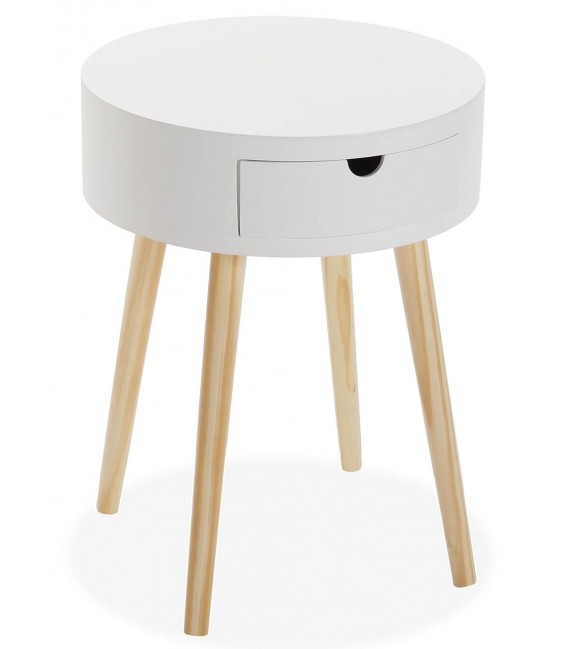 MESITA AUXILIAR 40 Ø NARDIC MADERA NATURAL Y BLANCO
