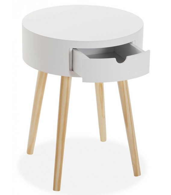 MESITA AUXILIAR 40 Ø NARDIC MADERA NATURAL Y BLANCO