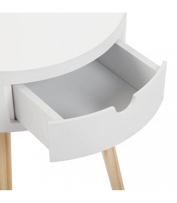 MESITA AUXILIAR 40 Ø NARDIC MADERA NATURAL Y BLANCO
