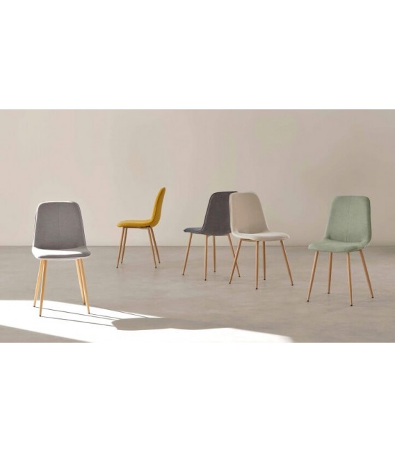 SILLA 45 X 55 LENTRIO TELA BLANCO ROTO METAL IMITACION ROBLE