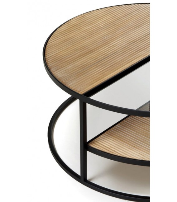 MESA DE CENTRO 80 Ø ONALSI MADERA NATURAL METAL NEGRO