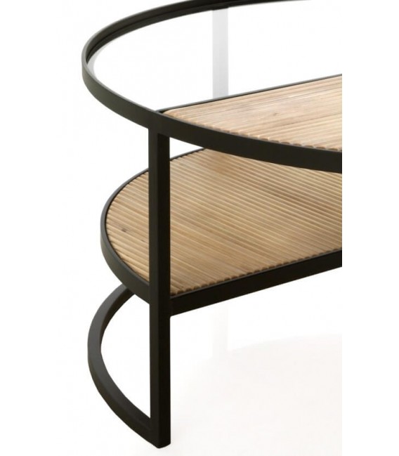 MESA DE CENTRO 80 Ø ONALSI MADERA NATURAL METAL NEGRO