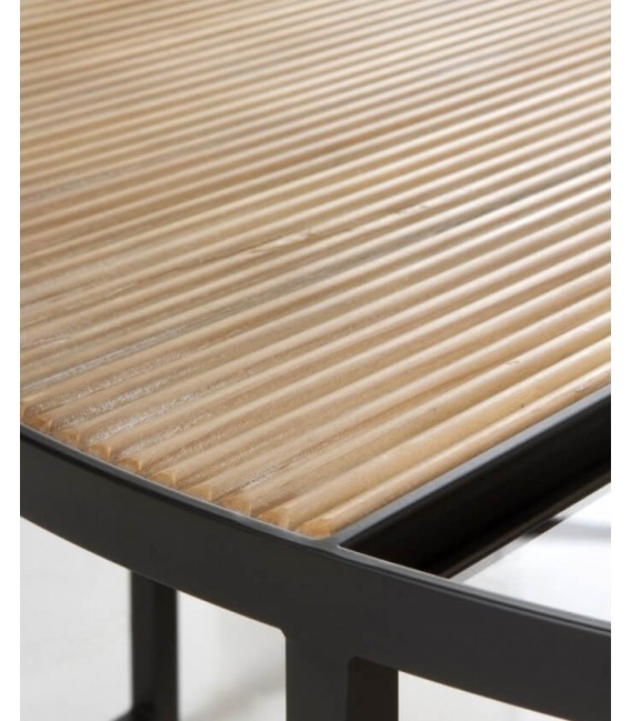 MESA DE CENTRO 80 Ø ONALSI MADERA NATURAL METAL NEGRO