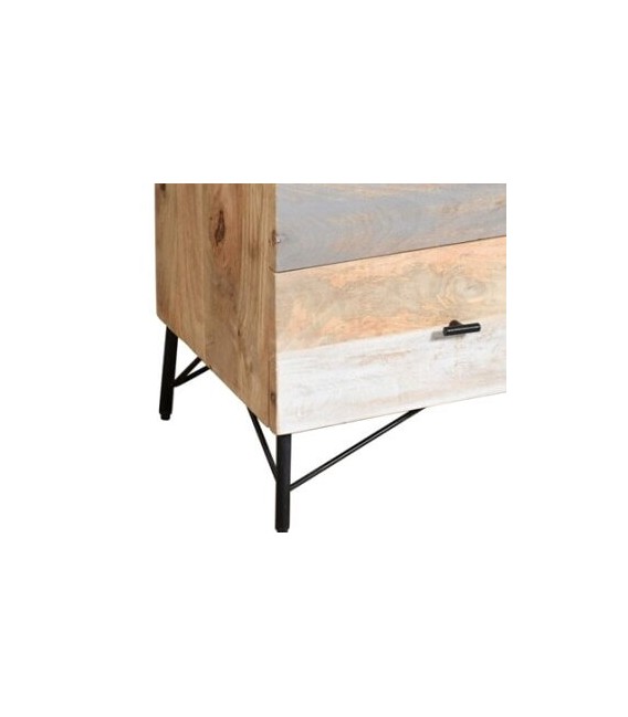 COMODA 110 X 45 TRICO MADERA NATURAL GRIS Y BLANCO