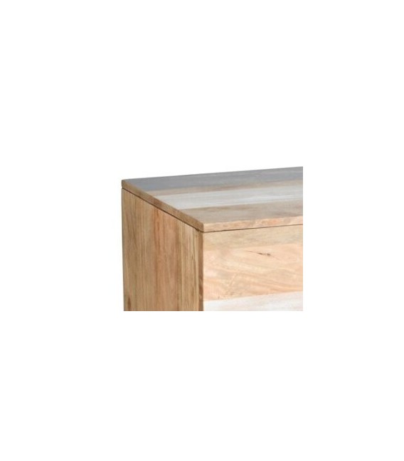 COMODA 110 X 45 TRICO MADERA NATURAL GRIS Y BLANCO