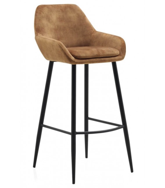 TABURETE 49 X 51 CELSIOR METAL NEGRO TELA MARRON