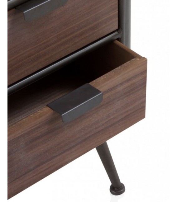 MESITA DE NOCHE 51 X 38 BLUVIA METAL GRIS MADERA COLOR NOGAL