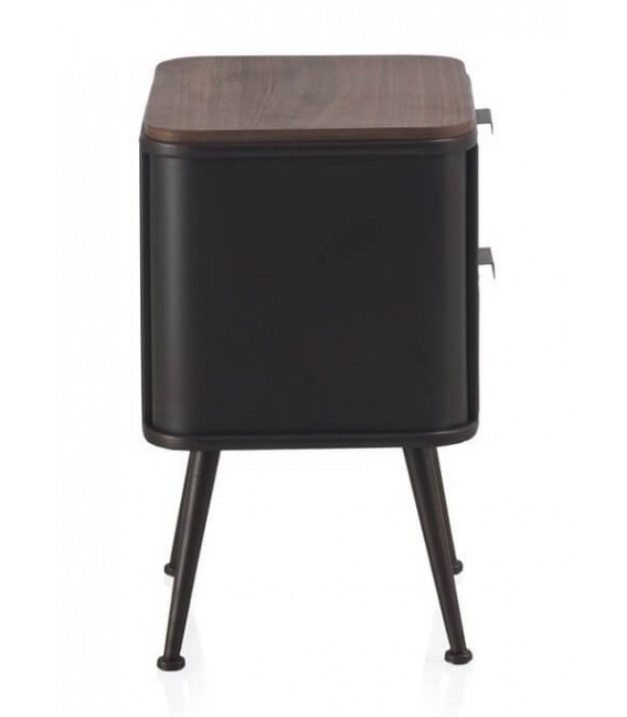 MESITA DE NOCHE 51 X 38 BLUVIA METAL GRIS MADERA COLOR NOGAL