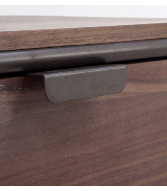 MESITA DE NOCHE 51 X 38 BLUVIA METAL GRIS MADERA COLOR NOGAL