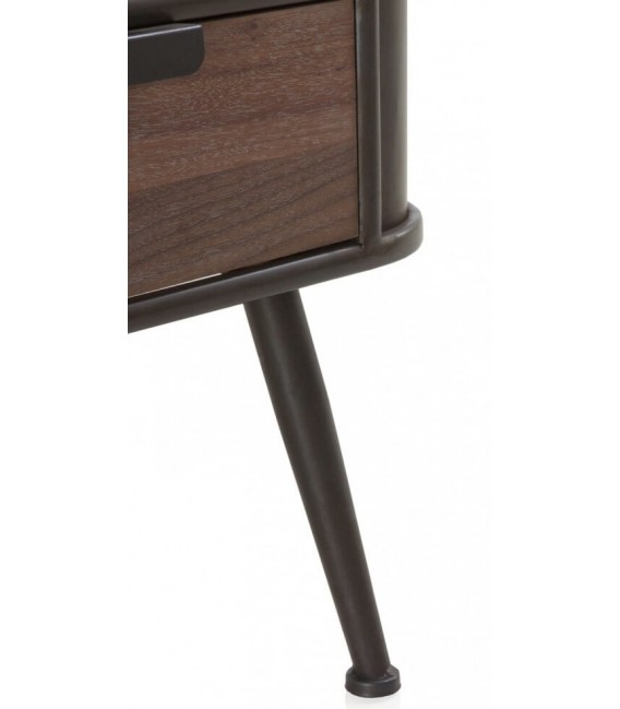 MESITA DE NOCHE 51 X 38 BLUVIA METAL GRIS MADERA COLOR NOGAL