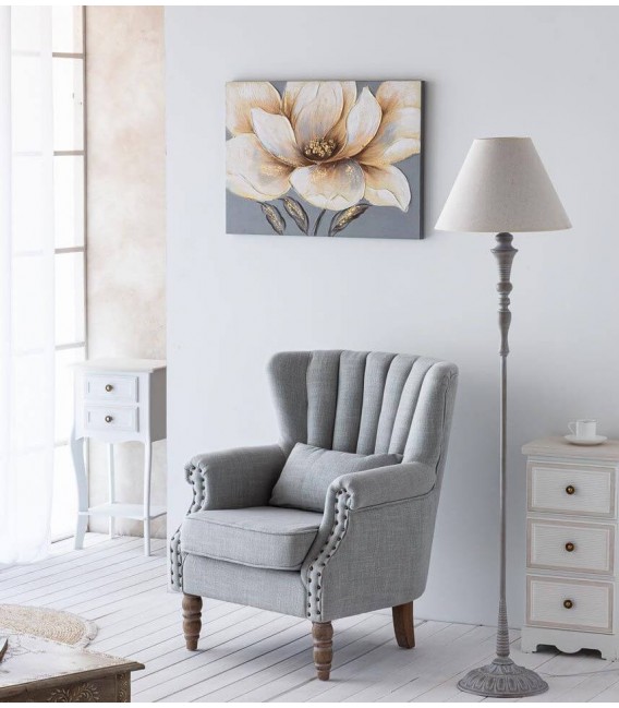 LAMPARA DE PIE 38 Ø RANTICA METAL GRIS PATINADO BLANCO