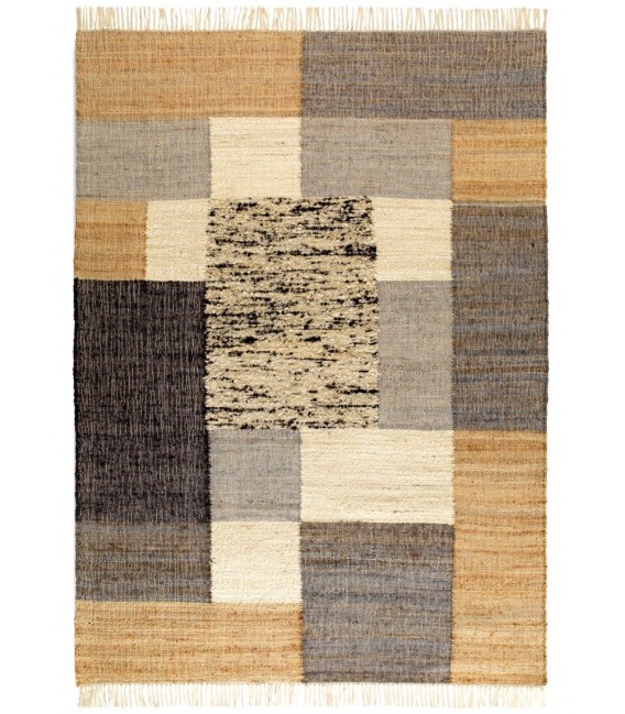 ALFOMBRA 180 X 240 PURRI YUTE LANA Y ALGODON TONOS MARRONES