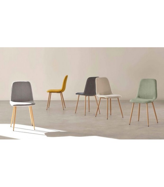 SILLA 45 X 55 LENTRIO TELA GRIS CLARO METAL IMITACION ROBLE