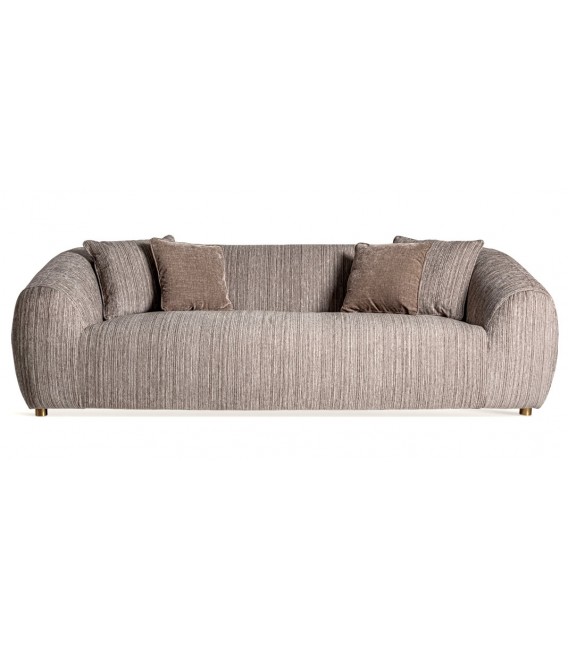SOFA 230 X 115 DOLCEDO TAPIZADO COLOR TOPO ACERO DORADO