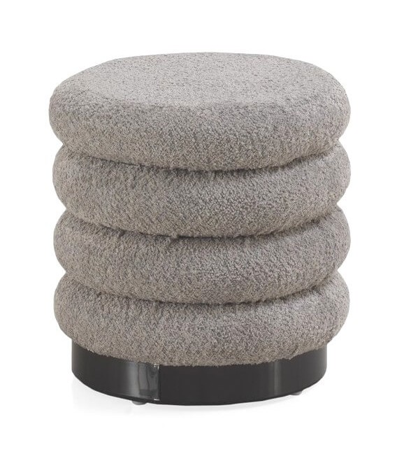PUF 40 Ø MUELLE METAL NEGRO TELA BOUCLE GRIS