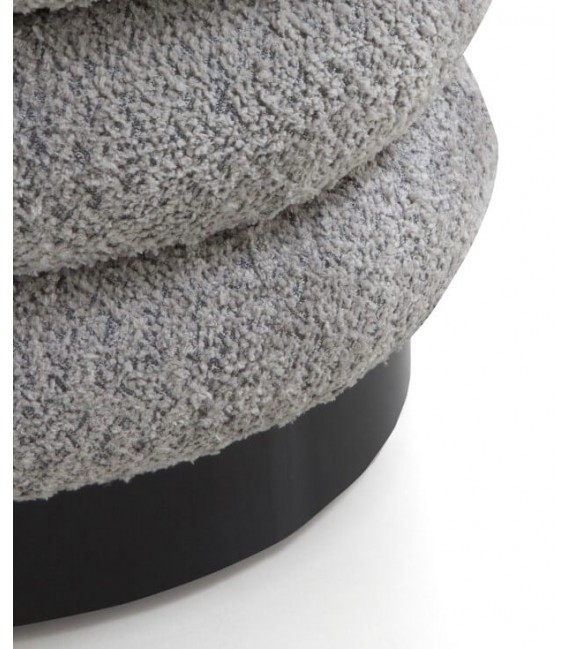PUF 40 Ø MUELLE METAL NEGRO TELA BOUCLE GRIS