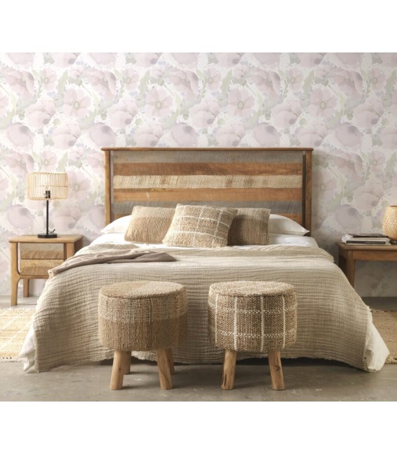 CABECERO 168 X 120 BLESMU MADERA MANGO NATURAL BLANCO Y GRIS