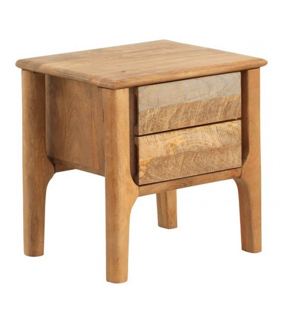 MESITA DE NOCHE 50 X 40 BLESMU MADERA MANGO NATURAL BLANCO Y GRIS
