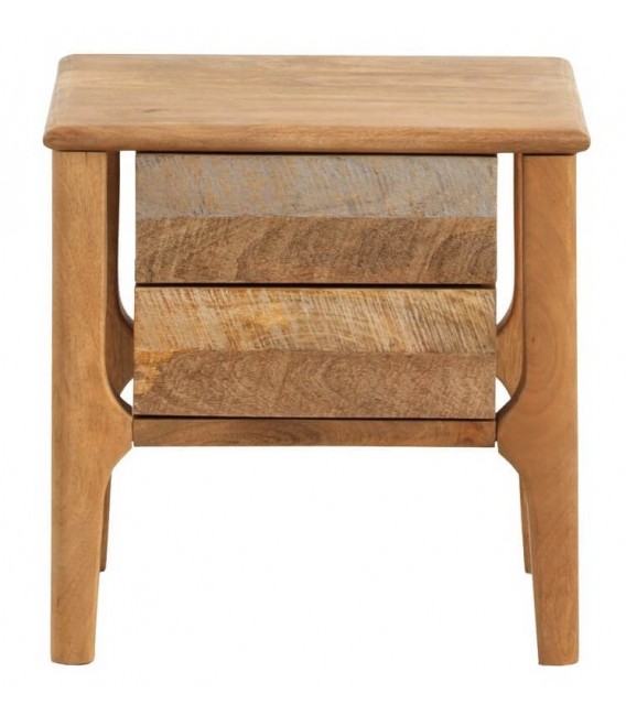 MESITA DE NOCHE 50 X 40 BLESMU MADERA MANGO NATURAL BLANCO Y GRIS