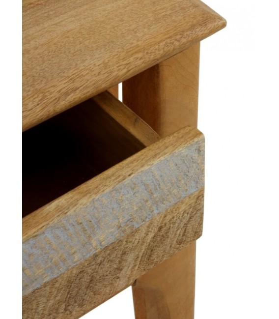 MESITA DE NOCHE 50 X 40 BLESMU MADERA MANGO NATURAL BLANCO Y GRIS