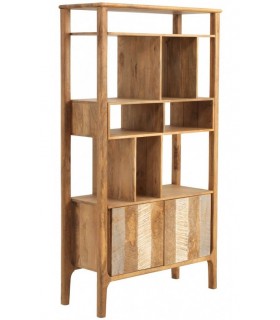 LIBRERIA 100 X 40 BLESMU MADERA MANGO NATURAL BLANCO Y GRIS