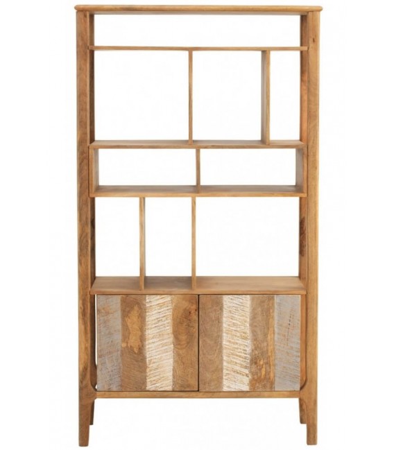 LIBRERIA 100 X 40 BLESMU MADERA MANGO NATURAL BLANCO Y GRIS