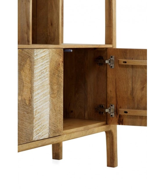 LIBRERIA 100 X 40 BLESMU MADERA MANGO NATURAL BLANCO Y GRIS