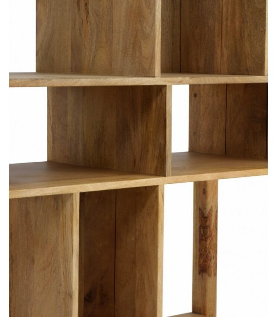 LIBRERIA 100 X 40 BLESMU MADERA MANGO NATURAL BLANCO Y GRIS