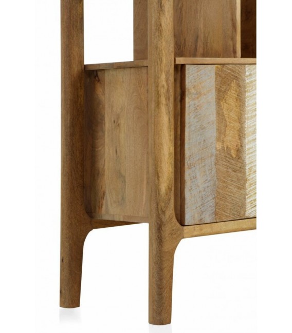 LIBRERIA 100 X 40 BLESMU MADERA MANGO NATURAL BLANCO Y GRIS