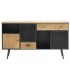 APARADOR 148 X 35 PRETOR MADERA NATURAL METAL NEGRO Y CRISTAL