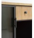 APARADOR 148 X 35 PRETOR MADERA NATURAL METAL NEGRO Y CRISTAL