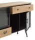 APARADOR 148 X 35 PRETOR MADERA NATURAL METAL NEGRO Y CRISTAL