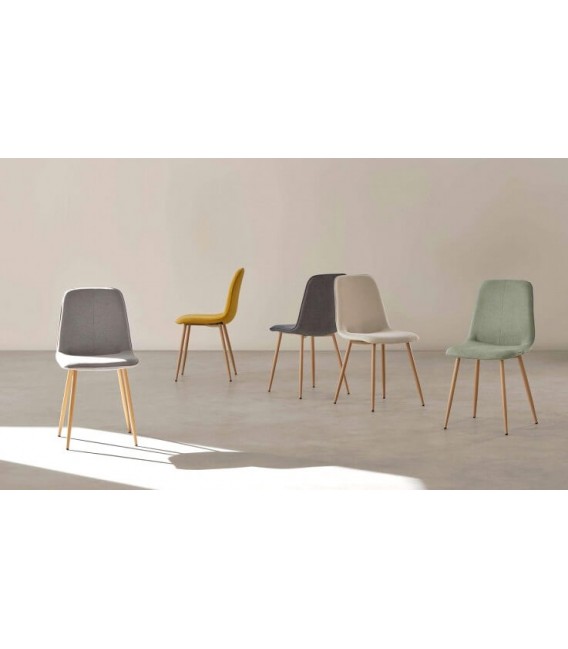 SILLA 45 X 55 LENTRIO TELA GRIS OSCURO METAL IMITACION ROBLE