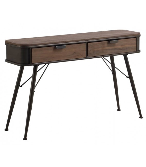 CONSOLA 121 X 33 BLUVIA METAL GRIS MADERA COLOR NOGAL