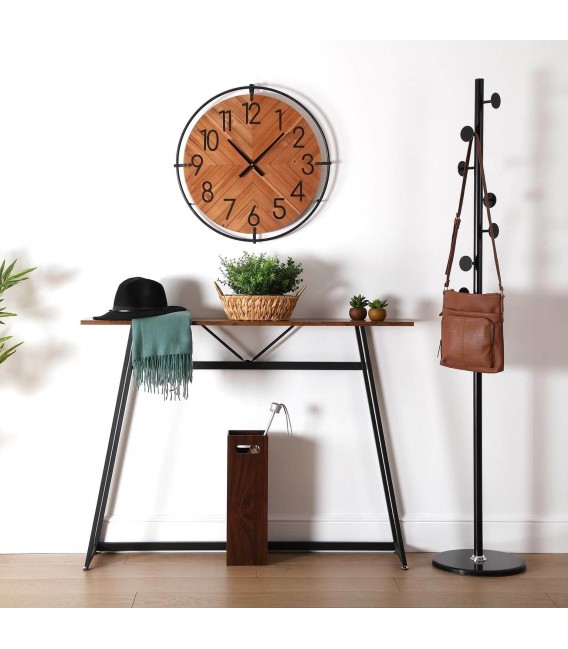 CONSOLA 120 X 30 CRITAL METAL NEGRO MADERA  MELAMINA NOGAL