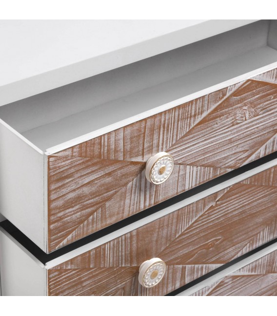 COMODA 80 X 34 SIRA MADERA BLACA Y NATURAL LAVADA EN BLANCO