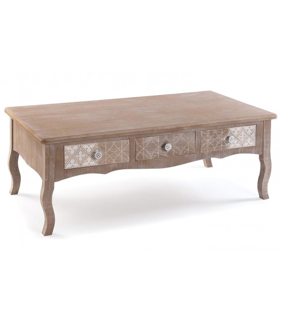 MESA DE CENTRO 110 X 60 LYRA MADERA NATURAL BLANQUEADA