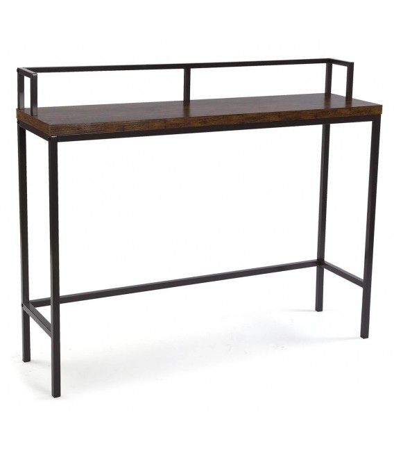 CONSOLA 110 X 30 TROJA METAL NEGRO MADERA MELAMINA NOGAL