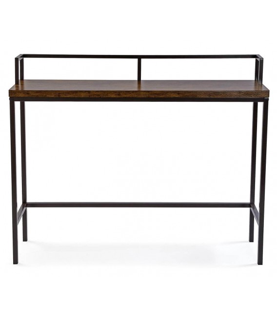 CONSOLA 110 X 30 TROJA METAL NEGRO MADERA MELAMINA NOGAL
