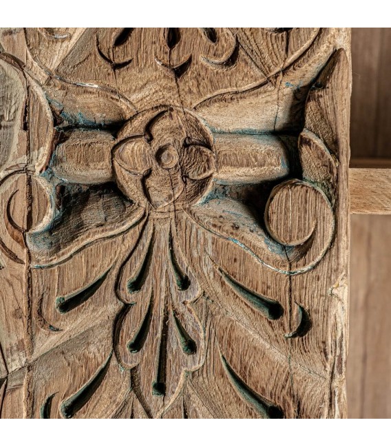 LIBRERIA 120 X 50 TEDIM MADERA NATURAL TALLADA PIEZA UNICA