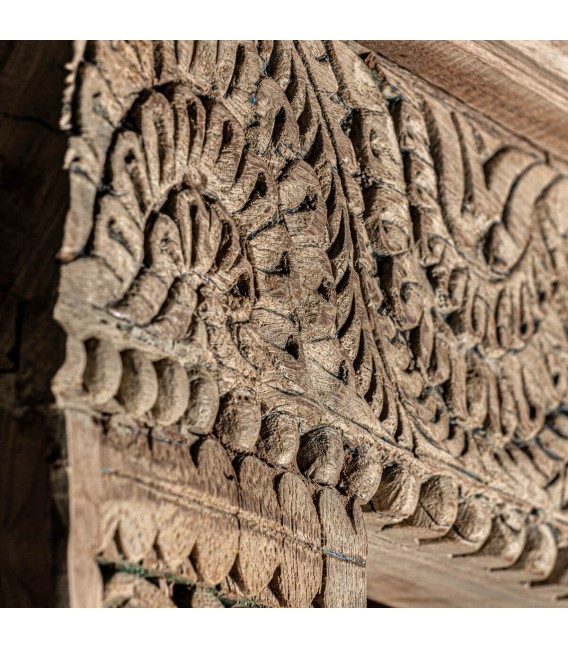 LIBRERIA 120 X 50 TEDIM MADERA NATURAL TALLADA PIEZA UNICA