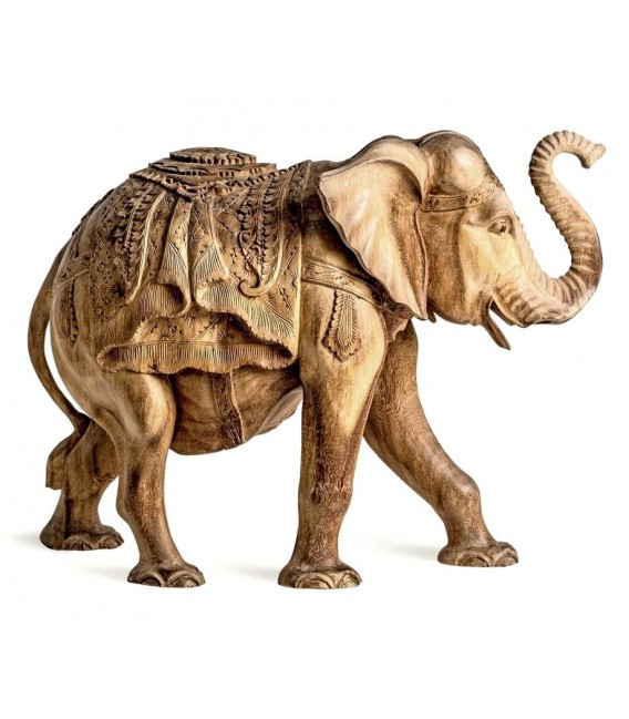 FIGURA ESCULTURA 66 X 33 ELEFANTE MADERA NATURAL TALLADA