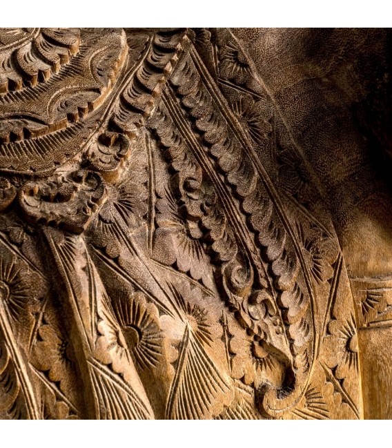 FIGURA ESCULTURA 66 X 33 ELEFANTE MADERA NATURAL TALLADA