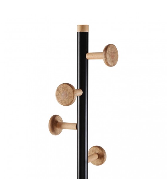 PERCHERO 35 Ø AXIS METAL NEGRO MADERA NATURAL