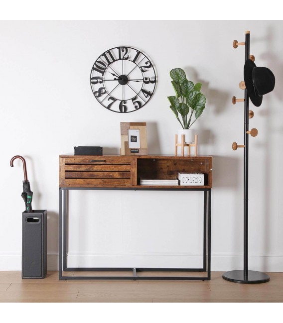 PERCHERO 35 Ø AXIS METAL NEGRO MADERA NATURAL