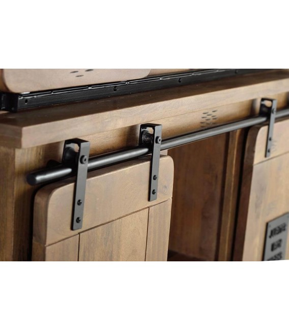 VITRINA 100 X 47 CHICAGO MADERA NATURAL METAL NEGRO