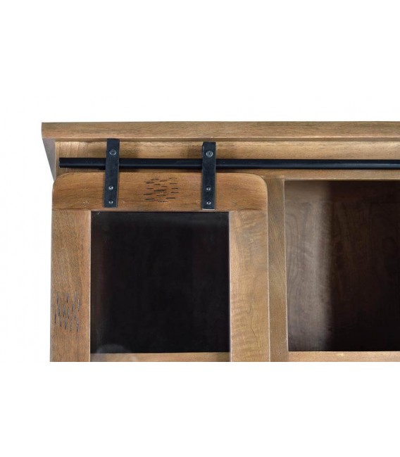 VITRINA 100 X 47 CHICAGO MADERA NATURAL METAL NEGRO